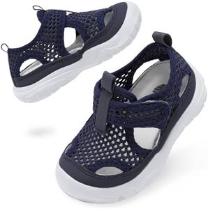 BARERUN Girls Boys Toddler Little Kid Slip-on Quick Dry Wide Toddler Water Shoes Water Sandal Girl's Aquatic Water Shoe Blue Toddler Size 9