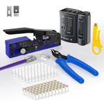 VCELINK Upgraded RJ45 Crimping Tool Kit for CAT7/6A/6/5E/5 with a Pass Through Ethernet Crimper,50 Cat6 RJ45 Connectors & Strain Relief Boots, Cable Tester, Wire Stripper and Cutter