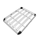 Holdonelight Aluminium Roof Rack Basket Tray - 130 x 100 cm Heavy Duty Cargo Carrier with Adjustable Bars & Aerodynamic Wind Fairing, Universal Luggage Holder for Car, SUV, Truck (Silvery)
