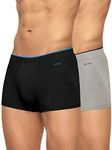 XYXX Men's Underwear Uno IntelliSoft Antimicrobial Micro Modal Trunk Pack of 2 (Black ; Heather Grey; M)