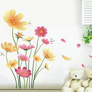 Chrysanthemums Butterflies Dragonflies Garden Wall Decal PVC Home Sticker House Vinyl Paper Decoration Wallpaper Living Room Bedroom Kitchen Art Picture DIY Murals Girls Boys Kids Nursery Baby