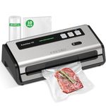 FRESKO Automatic Vacuum Sealer Machine, 140 Watt Food Vacuum Sealer with Double Heat Seal, Built-in Cutter & Bag Storage, Includes 10 pcs Pre-cut Bags and 1 Roll Bag(V6)