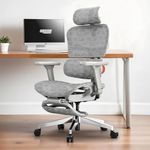 DROGO Advanced Sitsmart Premium Ergonomic Office Chair for Work from Home, Computer Chair with Adaptive Lumbar Support & Headrest, 4D Armrest, Footrest & Recline, Desk Mesh Chair for Office/Home(Grey)
