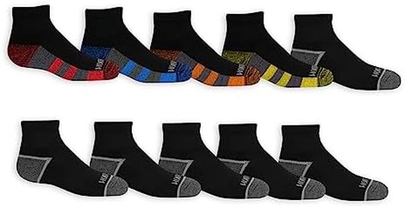 Fruit of the Loom Boys' Durable Cushion Ankles Socks (10 Pack), Black, Large