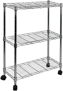 Oceanstar AUS1477 3-Tier Shelving All-Purpose Utility Cart, Chrome