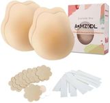 AOMZKOL Nipple Covers with Lift - Reusable Sticky Bra Push Up - Waterproof Nipple Pasties Strapless Bras for Women- with Lots of Accessories Beige