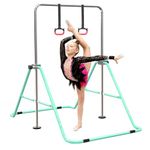 FBSPORT Gymnastics Bars, Horizontal Bar Expandable Gymnastics Kids Bar Folding Bar Junior Training Bar Multifunction Gym Training Equipment Home Training Adjustable Height Kip Bar (Green)