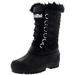 POLAR Womens Nylon Waterproof Weather Outdoor Snow Duck Winter Rain Cuff Lace Boot, Black, 6 UK