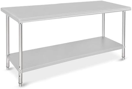 GarveeTech NSF Stainless Steel Table, 72x30 inch 2-Tier Metal Prep Table, Commercial worktables & workstations for Versatile use in Home Kitchen, Restaurant, Garage, Warehouse, Outdoor
