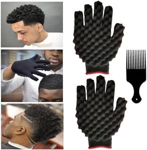 WULI PEACH Hair Curl Sponge Gloves, Magic Curly Barber Curling Twist Sponge Gloves Brush, Hair Brush Sponges for Black Men Curls Natural Hair Women (2pcs)