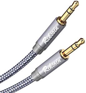 Aux Cord-3.5mm Male to Male Auxiliary Audio Cable [Shielded,Hi-Fi] Audiophile Aux Cable Nylon Braided for 3.5mm Headphone Jack,Car,Echo,Speaker,Android,Home Stereos,Mp3（10ft/3m,Grey）