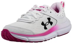 UNDER ARMOUR Women's Charged Assert 10 Running Shoe, (102) White/Rebel Pink/Black, 8