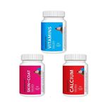Dog Calcium + Vitamin + Skin & Coat Tablets | Complete Health Supplement Combo for Dogs | Strong Bones, Immunity & Shiny Coat (50 Tablets Each, 3 Pack)
