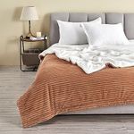 Great Bay Home Ribbed Texture Reversible Brown Throw Blanket, Fluffy and Luxurious Throw Blanket (50" x 60" Throw, Toffee)