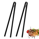 Cooking Tongs for Cooking with Silicone Tips Silicone Chopsticks 2 Pieces 11.8 inch Silicone Trivet Tongs Non-Stick Silicone Food Tongs Kitchen Cooking Heat Resistant BBQ Grilling Tongs for (Black, 29*1)