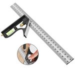 Combination Square, 12'/300mm Stainless Steel Combo Square Carpentry Tools, 45/90 Degree Ruler with Bubble Level for Accurate and Adjustable Woodworking Measurement.