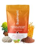 SUPTROPIC | 10-in-1 Mushroom Powder Drink, Organic, Chocolate Mushroom Coffee for Energy & Focus - Incl. Lions Mane, Chaga, Cordyceps, Maca Root, Inulin, Rhodiola, Cacao & KSM 66 Ashwagandha | Vegan