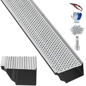 Zstar Gutter Guard 6 inch, 52 PCS 208 ft Total Length, Aluminum Leaf Filter Easy DIY Gutter Cover System, Protection Mill Finish, 0.157'' Hole Diameter, Gutter Guards Fits Any Roof or Gutter Type