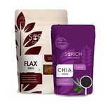 Sorich Organics Raw Chia Seeds 400gm, Flax Seeds 900gm | Chia Seeds for Eating, Flax Seeds for Hair Growth, Skin | Boosts Immunity, Metabolism (1300gm, Pack of 2)