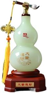 Jefuzh 平安如意琉璃玉花瓶摆件 Feng Shui Figurine Home Office Decor Chinese Gifts Ceramic Vase Trendy Home Living Room Entryway Decorative新房客厅酒柜玄关创意家居装饰品乔迁礼品 8985