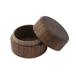 Tighall Mini Round Wooden Box Solid Wood Ring Box Diy Storage Trinket Bearer Rustic Ring Storage Box Boho Jewelry Box (1.9 x 1.37 inch)