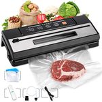 Toprime Vacuum Food Sealer Machine, 80kPa Powerful Sealing System Attached Roll Bag Cutter, Sous Vide Bag and Hose, Dry & Moist Food Modes for Seal a Meal