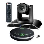 10x Zoom Conference Room Video Camera System, All-in-One HD 1080P 60fps 10X Optical Zoom USB3.0 HDMI PTZ Camera and Bluetooth Conference Speaker with Microphones Bundle for Medium Room