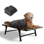 PETSAPIENS Folding Elevated Dog Bed Large Size with Blanket(42x24x8Inch) | All-Seasons Comfort with Washable Nylon Mesh | Dog Cot Bed for All Breeds I Anti-Skid and Waterproof Bed for Dogs| Multicolor