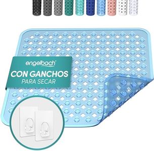 Engelbach® Alfombra Ducha Antideslizante 53x53cm - con 2X Ganchos para secar - Alfombrilla Ducha Antideslizante Libre de BPA - Alfombrilla Antideslizante Ducha Cuadrada
