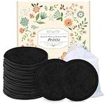 ProCIV Reusable Makeup Remover Pads - 25 Packs Washable Organic Bamboo Remover Cotton Pads for All Skin Types & Toner with Laundry Bag, Eco Friendly Zero Waste Soft Cotton Rounds (3.8 inch)(Black)