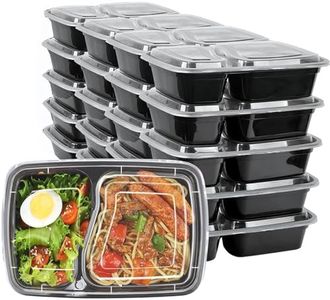 HENSHOW 2 Compartiment Boite Repas Lot de 20Pcs, 1000L Prime Réutilisable Sans BPA Boite à Lunch Micro Onde, Congélateur et Lave-vaisselle Sûr