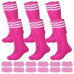 Panitay 12 Pcs Sport Accessories 6 Softball Soccer Socks 6 Glitter Eyeblack Stickers for Youth Women Adult Sports Supplies(Pink)