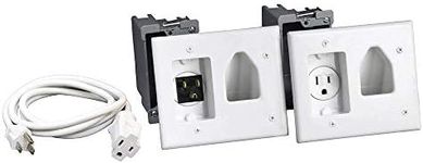 DataComm Electronics, Inc. 45-0023-WH Recessed Pro-Power Kit with Straight Blade Inlet - White, 2 gang with Power Kit