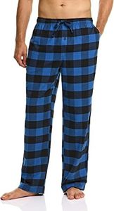 CQR Men's 100% Cotton Plaid Flannel Pajama Pants, Brushed Soft Lounge & Sleep PJ Bottoms with Pockets, Unique HPJ100-CBU_2X-Large