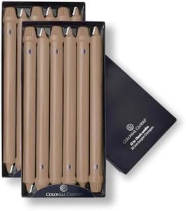 Colonial Candle Unscented Taper Candle, Classic Collection, Mocha, 12 in, Pack of 12 - Up to 10 Hours Burn