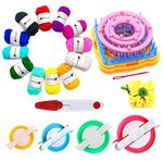 Flower Loom,8pcs Flower Maker Wool Knitting Ball Maker Weaving Tools Knitting Craft Weaver Loom - with Needle (Flower Maker + Pom Maker + Yarn + Scissors)