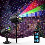 Christmas Laser Lights Outdoor, 3 Color Moving Laser Lights Outdoor Firefly Show with RF Remote, Waterproof & Cold Resistant Laser Light Projector Decor for Halloween Xmas Yard Garden Holiday Party