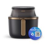 Philips Airfryer 3000 Series 6.2L, Cooking Window, 16-in-1 Airfryer, RapidAir Plus Technology, Fat Removal, HomeID Recipe App, Easy to Clean (NA332/09), Black Body/Copper Handle