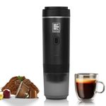 EVERANGE Portable Electric Espresso Machine, Travel Coffee Maker for Camping, Car, RV & Hiking, Self-Heating with Type-C, Compatible with Ground Coffee & NS Capsules (Black)