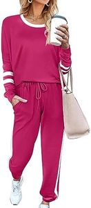 Aloodor Fall Clothes for Women 2025 Fashion Trendy Lounge Sets Hot Pink L