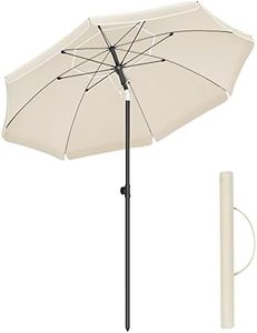 SONGMICS Sombrilla de 200 cm, UPF 50+, Inclinación Bidireccional de 30°, Altura Ajustable, con Bolsa de Transporte, para Balcón Jardín Terraza Playa, sin Base, Beige GPU65WTV1