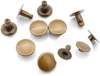 CRAFTMEMORE Flat Rivets Metal Single Cap Rivets Stud Round Cap Leather Craft Rivet Fasteners Spots Nail Rapid Rivet Studs 100 Pack (9 mm, Antique Brass)