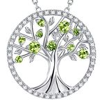 August Birthstone Peridot Necklace for Women Tree of Life Necklace for Her Birthday Gifts Mom Wife Sterling Silver Jewelry