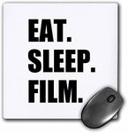 3dRose mp_180402_1 8" x 8" Eat Sleep Film Gifts for Movie Makers and Video Making Enthusiasts Mouse Pad