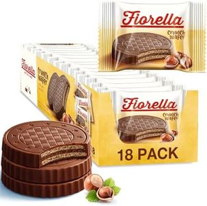 Fiorella Crunch Wafer Cookies - Delicious Chocolate Covered Crispy Thin Wafers with Layers of Hazelnut Cream Filling, Individually Wrapped, Perfect for Snacks, (Pack of 18)