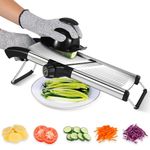 Blamovo Mandoline Slicer for Kitchen, Mandolin Vegetable Slicer Julienne with Knob Control, Adjustable Thickness (Safety Gloves Included)