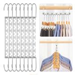 DECOZY Metal Space Saving Hangers 8 Pack, Sturdy Space Saver Hangers Closet Organizers and Storage, Magic Clothes Hanger Organizer, Multi Collapsible Hangers for Clothes, Vertical Hangers for Closet