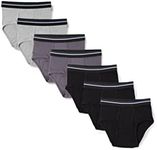 Amazon Essentials Men's Tag-Free Cotton Briefs Underwear, Pack of 7, Black/Charcoal/Grey Heather, L