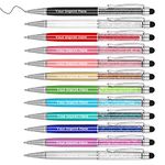 MengRan Personalized 2 in 1 Crystal Stylus Pen and Ballpoint Pens with your Custom Logo or Text (Multicolor)