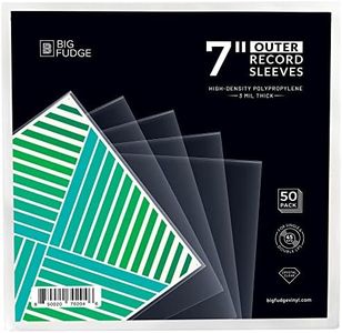 Big Fudge 100x Manicotti Esterni per Dischi in Vinile | Durevole e Senza Rughe | Cristallino Realizzato in Polipropilene ad Alta densità | 3 Mil di Spessore 7,42" x 7,42" Confezione Da 100 7 pollici